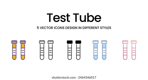 Iconos de tubo de prueba de diferentes estilos ilustración de stock de Vector