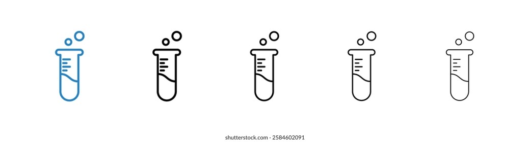 Test tube icons in five different stroke sizes