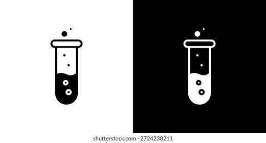 Test tube icons flat vector concept. Black and white illustrations