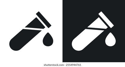 Test tube icons in solid black and white colors