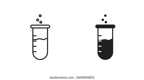 Test tube icons in solid black and outlined style