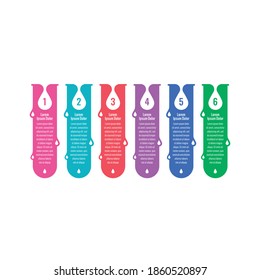 plantilla de información del tubo de ensayo. informe anual de seis pasos, plantilla de infografía de internet. plantilla de información de negocios científicos