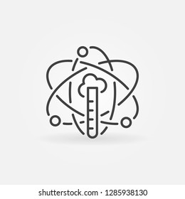 Test tube inside atom vector chemistry concept icon or symbol in thin line style