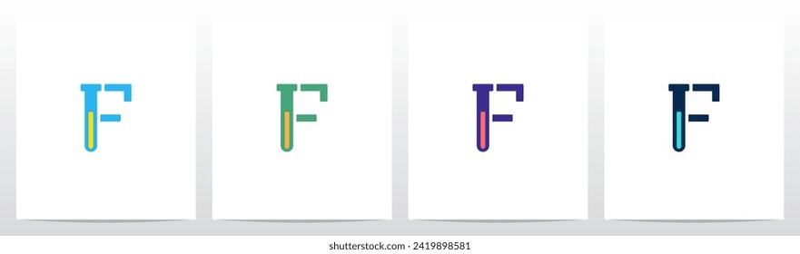 Test Tube Laboratory Flask Letter Logo Design F