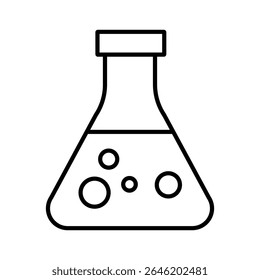 Test tube line art icon isolated on white background. Perfect for science, chemistry, laboratory, research, education, medical infographics, healthcare, biology, pharmaceuticals.