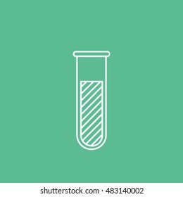 Test Tube Line Icon On Green Background