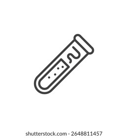 Ícone da linha de Tubo de teste. Ícone de contorno vetor de um tubo de ensaio químico. Este símbolo de ícone se encaixa nas ilustrações de ciência, experimento e laboratório de sala de aula.