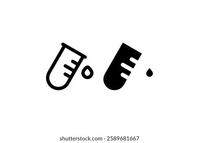 Test Tube and Liquid Drop Icon in Outline and Solid Styles Vector
