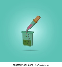 Test tube liquid and pipette isometric icon. Simple color vector of science icons for ui and ux, website or mobile application