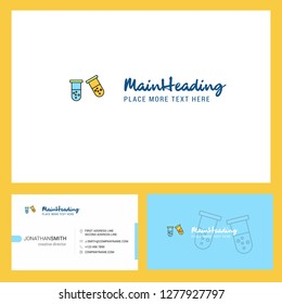 Test tube Logo design with Tagline & Front and Back Busienss Card Template. Vector Creative Design