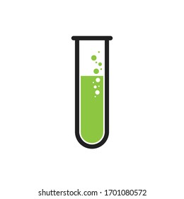 Test tube logo. Scientific research, chemical experiment. Symbol, icon illustration vector.