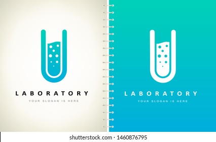 Test tube logo vector. Laboratory logo design.