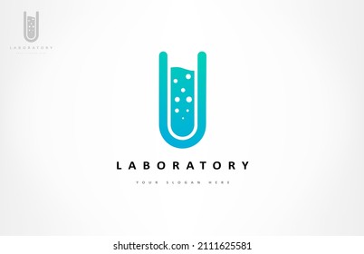 Test tube logo vector. Laboratory logo design.