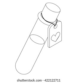 Test tube of love elixir icon, isometric 3d style