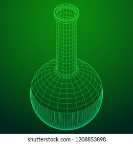 Test tube low poly wireframe mesh. Science and analyses. Vector abstract polygonal image line and point.