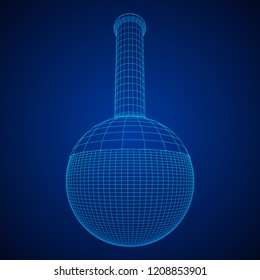 Test tube low poly wireframe mesh. Science and analyses. Vector abstract polygonal image line and point.