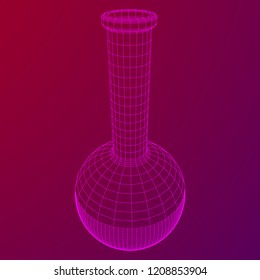 Test tube low poly wireframe mesh. Science and analyses. Vector abstract polygonal image line and point.