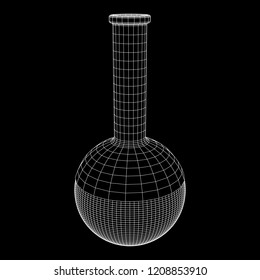 Test tube low poly wireframe mesh. Science and analyses. Vector abstract polygonal image line and point.
