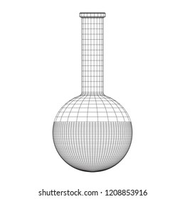 Test tube low poly wireframe mesh. Science and analyses. Vector abstract polygonal image line and point.