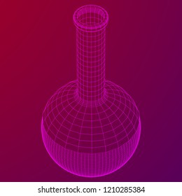 Test tube low poly wireframe mesh. Science and analyses. Vector abstract polygonal image line and point.