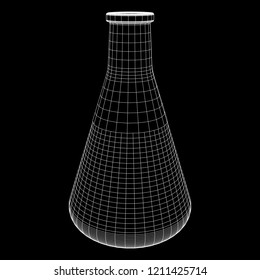 Test tube low poly wireframe mesh. Science and analyses. Vector abstract polygonal image line and point.