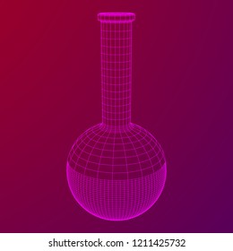 Test tube low poly wireframe mesh. Science and analyses. Vector abstract polygonal image line and point.