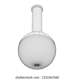 Test tube low poly wireframe mesh. Science and analyses. Vector abstract polygonal image line and point.