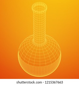 Test tube low poly wireframe mesh. Science and analyses. Vector abstract polygonal image line and point.