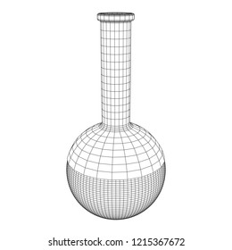 Test tube low poly wireframe mesh. Science and analyses. Vector abstract polygonal image line and point.