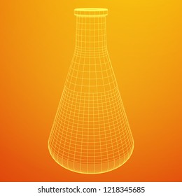 Test tube low poly wireframe mesh. Science and analyses. Vector abstract polygonal image line and point.
