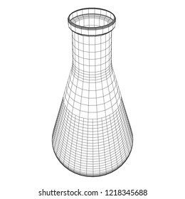 Test tube low poly wireframe mesh. Science and analyses. Vector abstract polygonal image line and point.