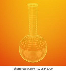 Test tube low poly wireframe mesh. Science and analyses. Vector abstract polygonal image line and point.