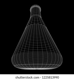 Test tube low poly wireframe mesh. Science and analyses. Vector abstract polygonal image line and point.