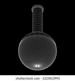 Test tube low poly wireframe mesh. Science and analyses. Vector abstract polygonal image line and point.