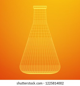 Test tube low poly wireframe mesh. Science and analyses. Vector abstract polygonal image line and point.