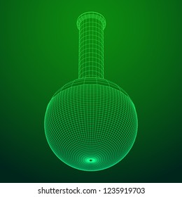 Test tube low poly wireframe mesh. Science and analyses. Vector abstract polygonal image line and point.