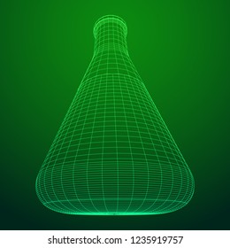 Test tube low poly wireframe mesh. Science and analyses. Vector abstract polygonal image line and point.