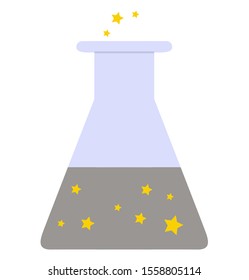 Test tube with magic potion. Magic potion. Chemical beaker on a white background.