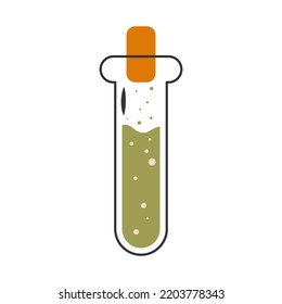 Test tube with magic potion simple illustration on Halloween. vector illustration. vector illustration