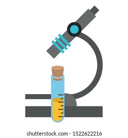 test tube and microscope icon over white background, vector illustration