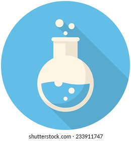 Test tube, modern flat icon with long shadow