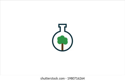 Test tube nature lab logo design vector. Biology flat icon, vector graphics.Experiment Growth Line Filled Icon design 

