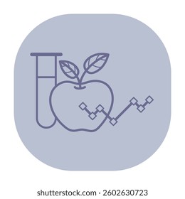 Test tube next to apple, highlighting connection between nutrition and scientific analysis. Data trends and research findings concept