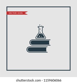 test tube on book vector icon illustration 