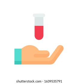 test tube on hand related to corona virus vector vector in flat design