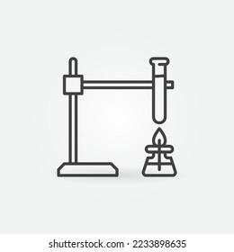 Test Tube on Spirit Lamp Fire vector Laboratory Equipment concept outline icon or design element  