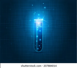 Test tube on a technology background