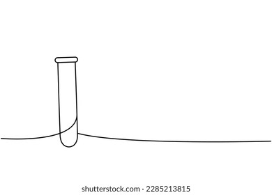 Test tube one line continuous drawing. Laboratory glass equipment continuous one line illustration. Vector minimalist linear illustration.