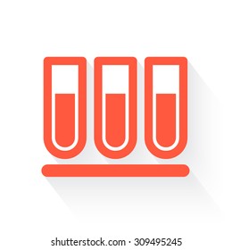 test tube in orange with drop shadow on white