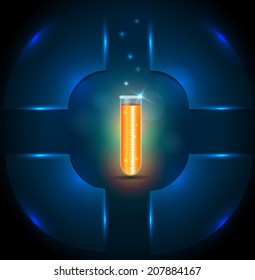 Test tube with orange liquid, template design, add your text if necessary